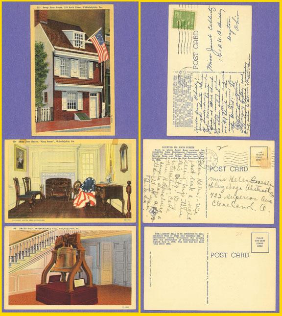 3 Philadelphia PA-Ross House & Flag Room, Liberty Bell -1941