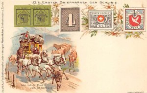 Die Ersten Briefmarken Der Schweiz Die Letzle Post Vom St. Gothard Stamp, Coi...