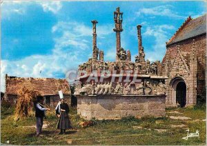 Postcard Modern Colors of Brittany Calvary Tronoen 15C, the oldest Breton Cal...