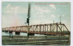 Railroad Tracks Signals Des Moines River Bridge Ottumwa Iowa 1908 postcard