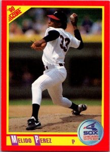 1990 Score Baseball Card Melido Perez Chicago White Sox sk2566