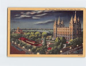 Postcard Mormon Temple Square Salt Lake City Utah USA