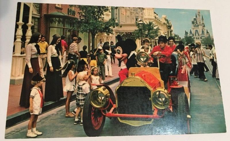 Vintage Mickey Mouse Walt Disney World Florida Postcard Fire Engine Castle