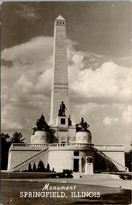 Vtg Springfield Illinois IL Lincoln Monument RPPC Real Photo Postcard