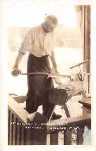 At Holland's Wooden Shoe Factory, Holland Michigan USA Real Photo People Work...