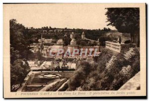 Old Postcard Fougeres Place Roux Platform Garden Piublic