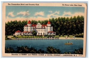 1941 The Commodore Hotel And Country Club On Swan Lake New York NY Postcard
