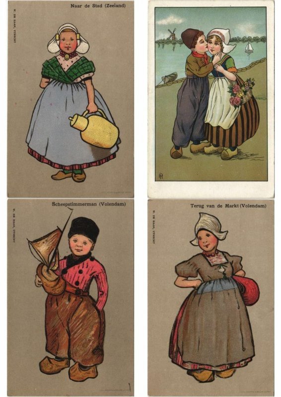 ARTIST SIGNED DUTCH FOLKLORE Mostly LITHO Pre-1930 400 Vintage Postcards (L3153)