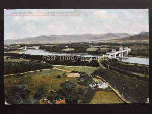 North Wales Anglesey MENAI STRAITS WITH SUSPENSION & TUBULAR BRIDGES c1905
