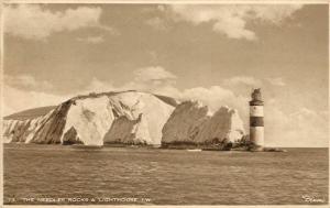 c1930 Lithograph Postcard Needles Rocks & Light House Isle of Wight UK Dixon