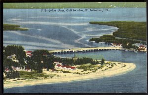 31620) Florida ST. PETERSBURG John Pass Gulf Beaches Fishing Paradise 1952 LINEN