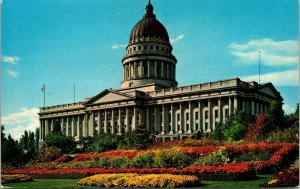 State Capitol Utah UT Salt Lake City Flowers Postcard VTG UNP Mirro Vintage 