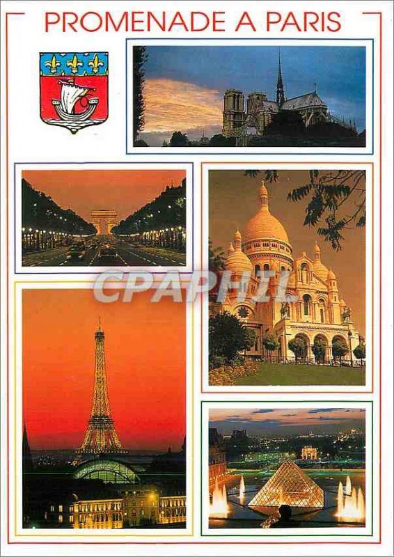 Modern Postcard Paris N D the Champs Elysees and the Arc de Triomphe Eiffel T...