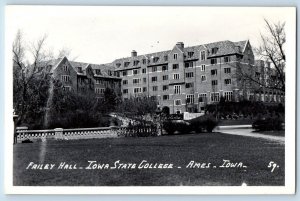 Ames Iowa IA Postcard RPPC Photo Failey Hall Iowa State Collage c1940's Vintage