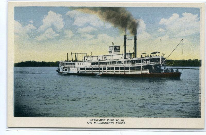 Steamer Dubuque Mississippi River Iowa 1920c postcard