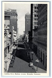 Memphis Tennessee Postcard Looking Down Madison Avenue Scene c1960 Vintage Cars