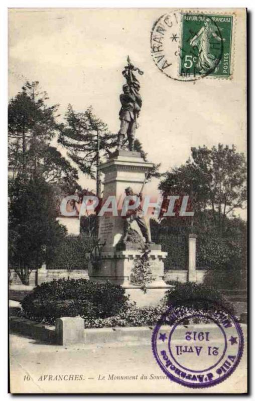 Old Postcard Avranches 1870 Militaria War Monument of Remembrance French