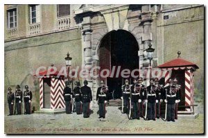 Old Postcard From Monaco Honor Guard A La Porte Du Prince's palace