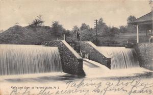 E2/ Verona Lake New Jersey NJ Postcard 106 Falls and Dam Man