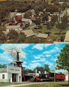 MINDEN Nebraska NE  PIONEER VILLAGE  Bird's Eye View~Train~Fire House  *2* Cards