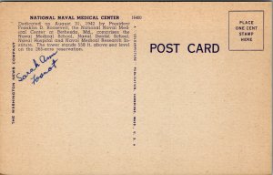 Vtg 1930s National Naval Medical Center Bethesda Maryland MD Linen Postcard