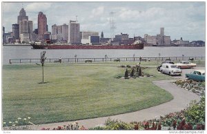 Flowers at Dieppe Gardens, Detroit River and Skyline, Windsor, Ontario, Canad...