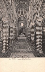 Vintage Postcard Siena Interno Della Cattedrale Medieval Church in Siena Italy