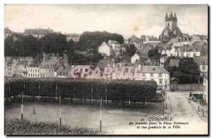 Quimperle Old Postcard Leading National square and general view of the city