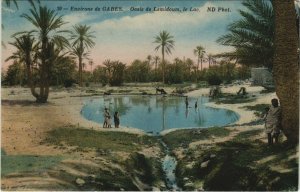 CPA AK TUNISIE Env. DE GABES Oasis de lemidoun le lac (148556)