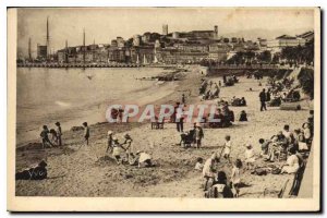 Postcard Old French Riviera Maritime Alps Cannes Beach and Mount Knight