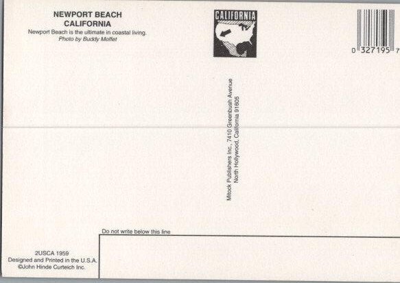Aerial View Newport Beach CA Continental Chrome Postcard