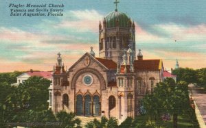 Vintage Postcard Flagler Memorial Church Valencia & Sevilla Streets St. Augsutin