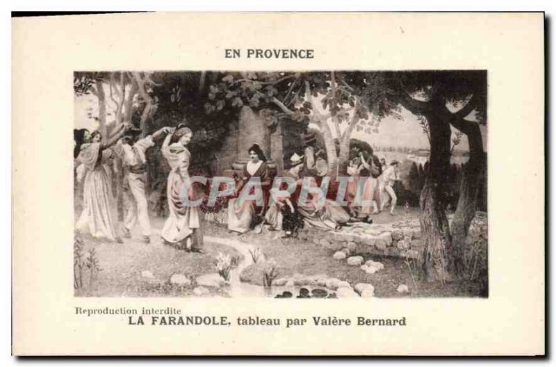 Old Postcard En Provence La Farandole table by Valere Bernard