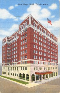 Toledo Ohio 1951 Postcard Fort Meigs Hotel