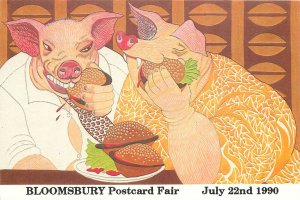 Exhibitions bloomsbury fair pig eating drawing   Postcard