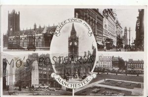 Lancashire Postcard - Greetings from Manchester. Posted 1938 - Ref 16102A