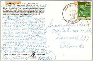 1940's Fresno CA-California, Huntington Lake, Mountain In The Distance, Postcard