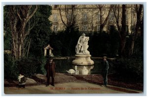 Nimes France Postcard Square De La Couronne Statue of Alphonse Dalibet 1910