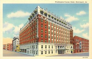 Shreveport Louisiana~Washington-Youree Hotel~Businesses on Street~1940s Postcard