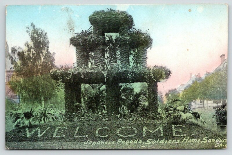 Sandusky Ohio~Soldiers Home~Japanese Pagoda in Flora~c1910 Postcard
