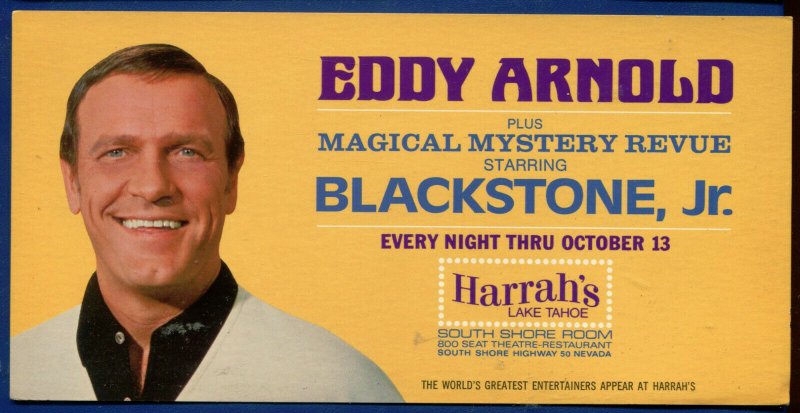 Eddy Arnold & Magical Mystery Revue at Harrah's Lake Tahoe Nevada postcard