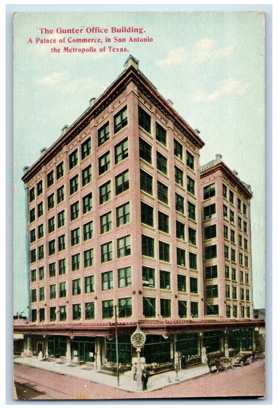 c1910 The Gunter Office Building Palace of Commerce San Antonio TX Postcard