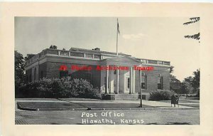 KS, Hiawatha, Kansas, RPPC, Post Office Building, Entrance View, Photo