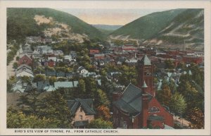 Postcard Bird's Eye View Tyrone PA from Catholic Church