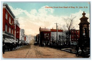 c1910 Charlotte Street from Head of King St. John NB Canada Postcard