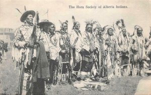 THE HORN SOCIETY OF ALBERTA INDIANS POSTCARD (1907)