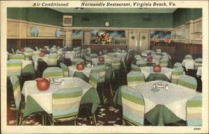 Virginia Beach VA Normandie Restaurant Linen Postcard