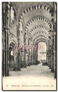 Old Postcard Vezelay Basilica Madeleine Nef