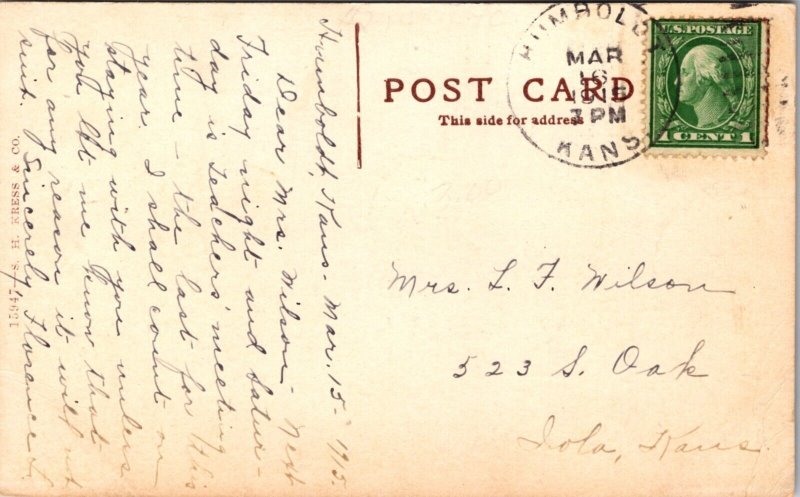 Postcard U.S. Post Office in Pittsburg, Kansas