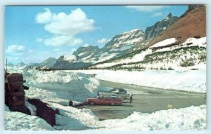 GLACIER NATIONAL PARK, Montana MT ~ Early Spring LOGAN PASS c1960s  Postcard